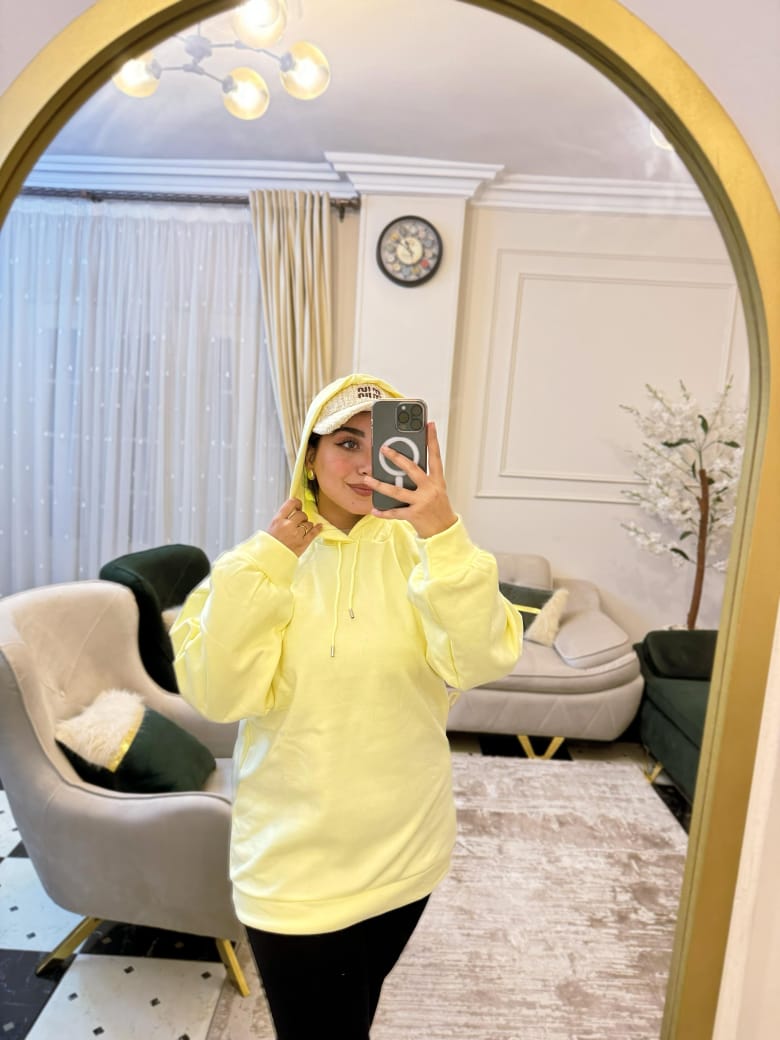 هودى اصفر كنارى فرى سايز