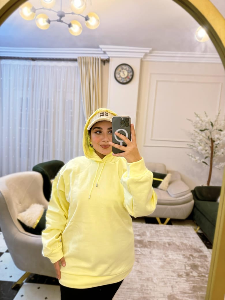 هودى اصفر كنارى فرى سايز